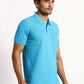 Parx Men Blue Solid Regular Fit Cotton Intarsia Neck T-Shirt