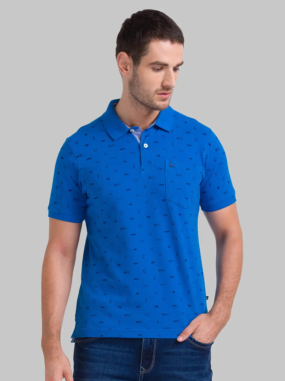 Men Regular Fit Blue Polo