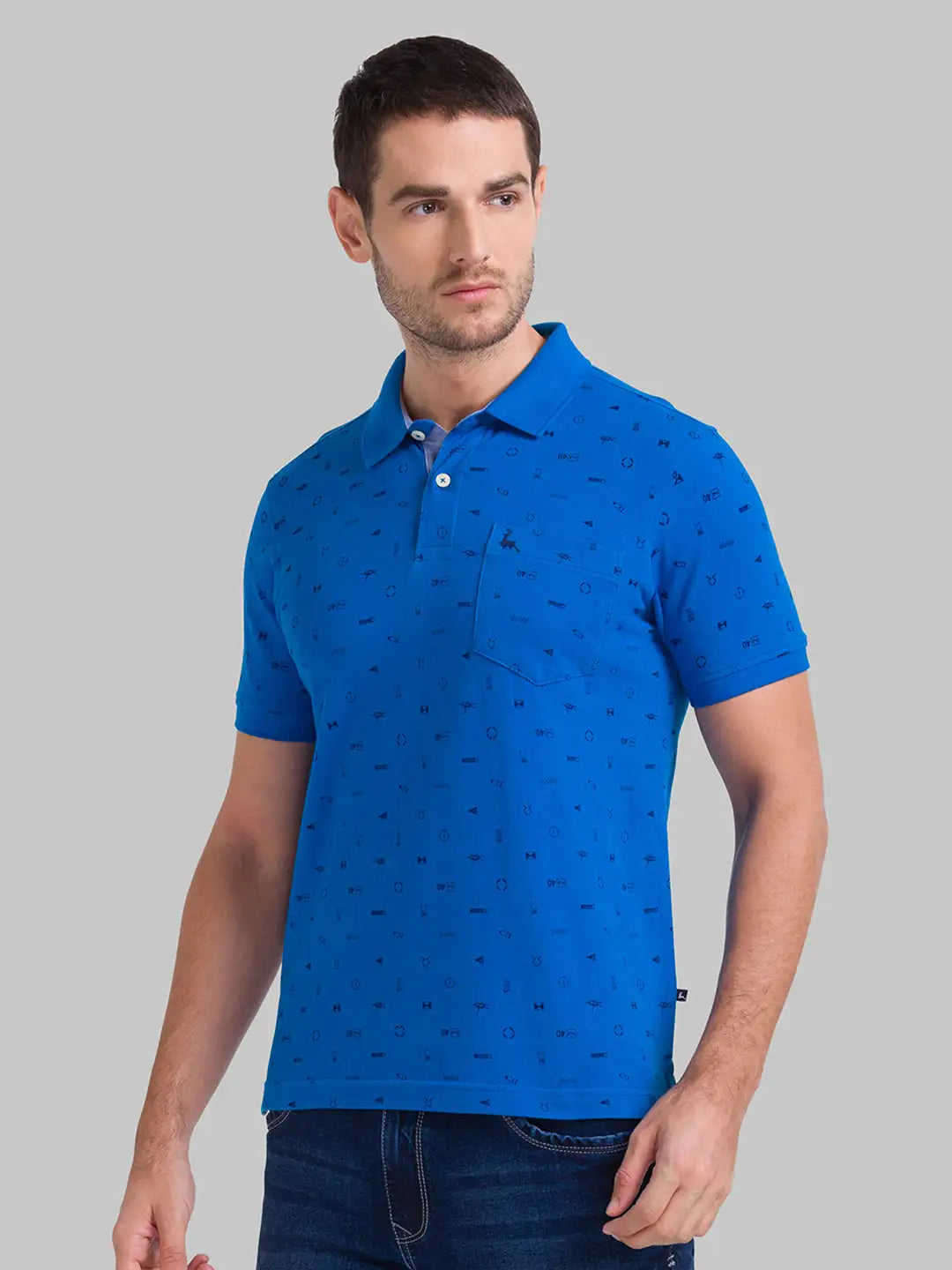 Men Regular Fit Blue Polo