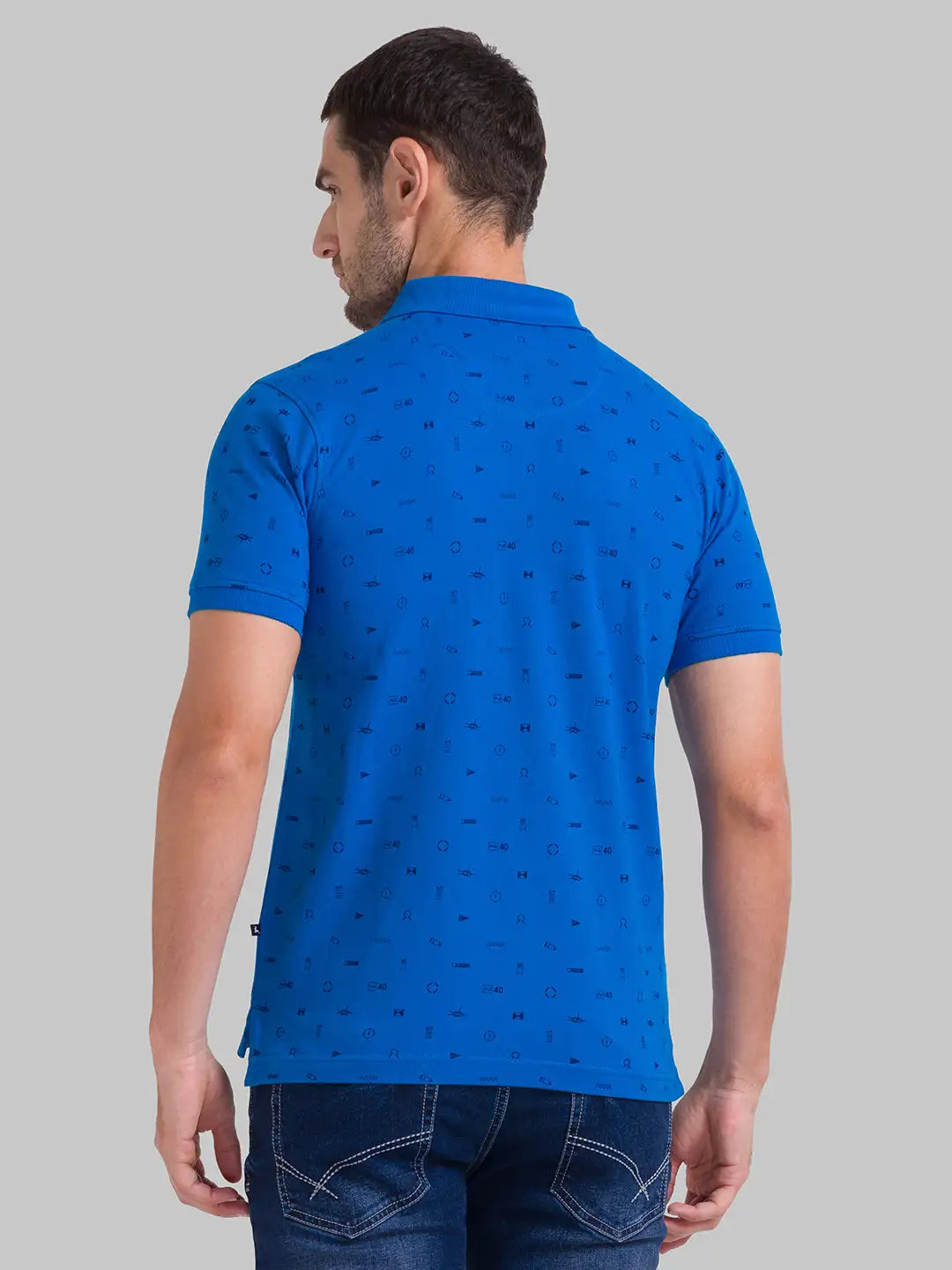 Men Regular Fit Blue Polo