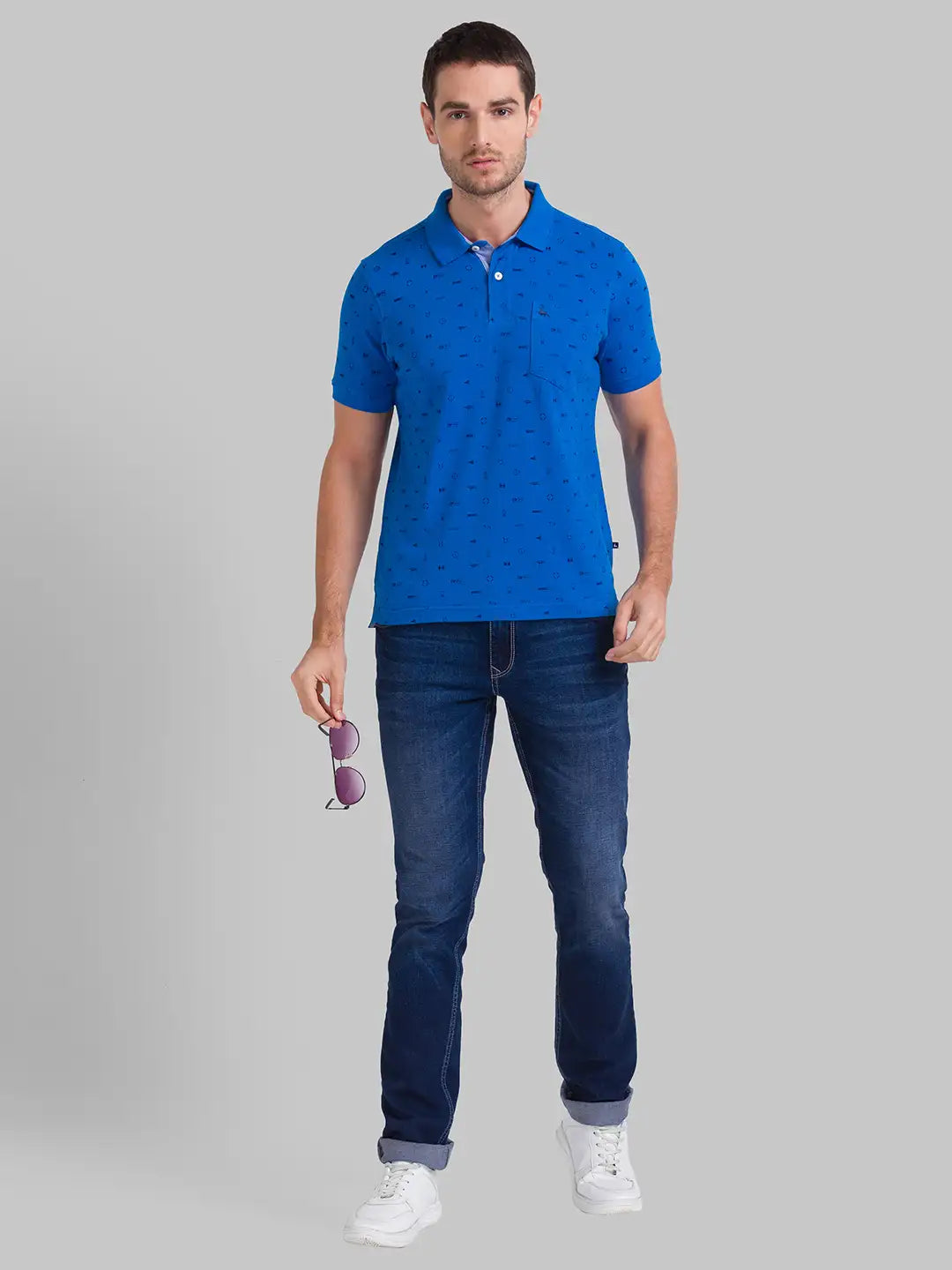 Men Regular Fit Blue Polo