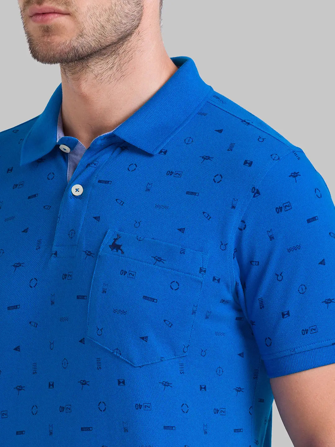 Men Regular Fit Blue Polo