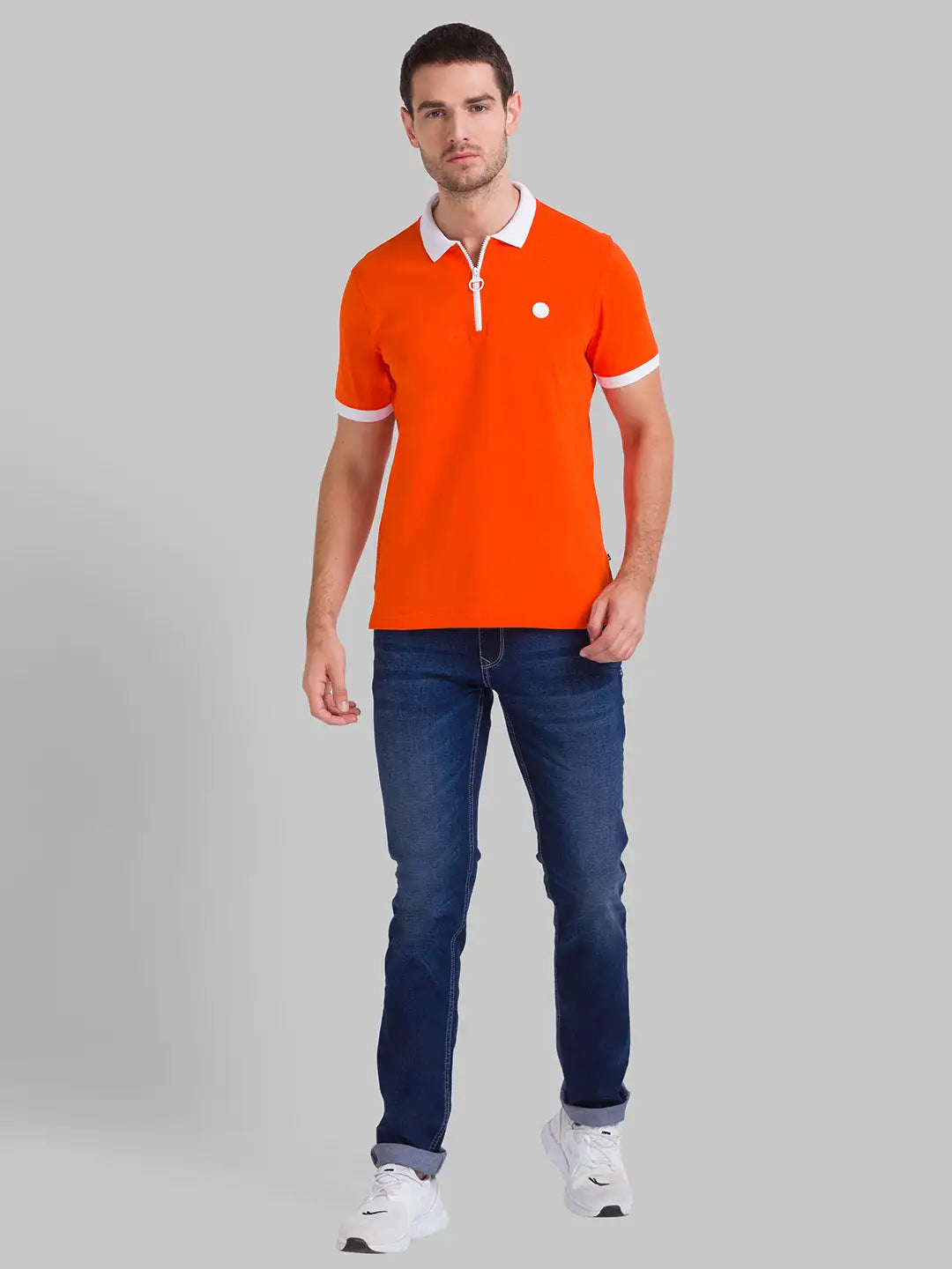 Men Regular Fit Blue Polo