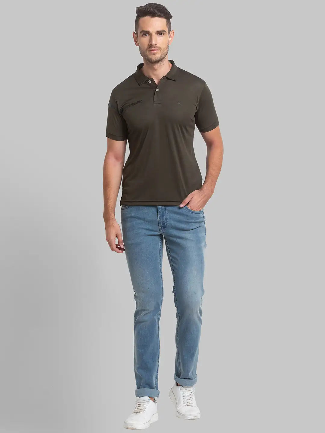 Men Regular Fit Blue Polo