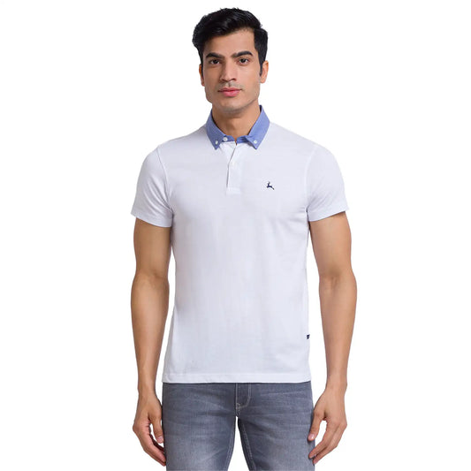 Men Regular Fit White Polo