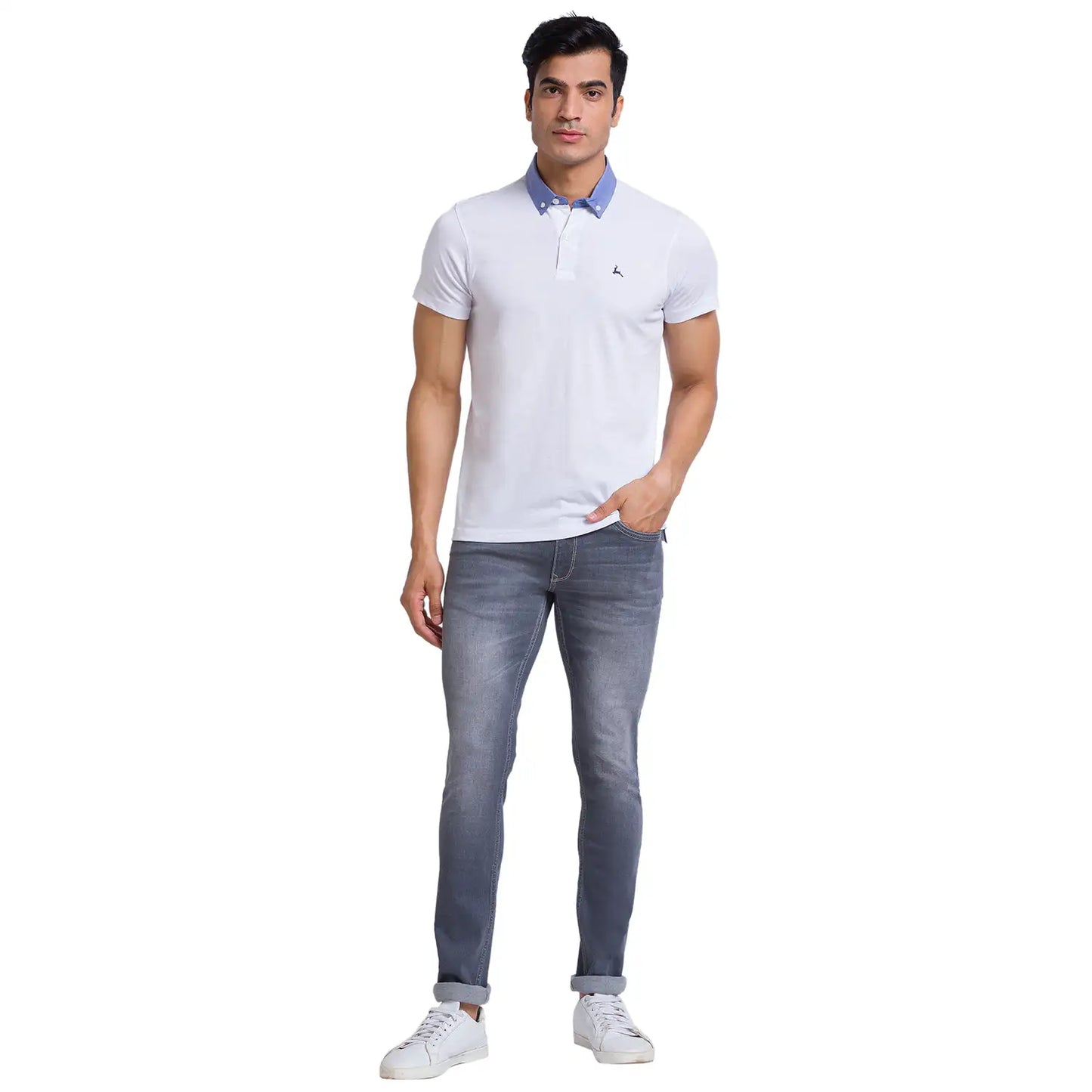 Men Regular Fit White Polo