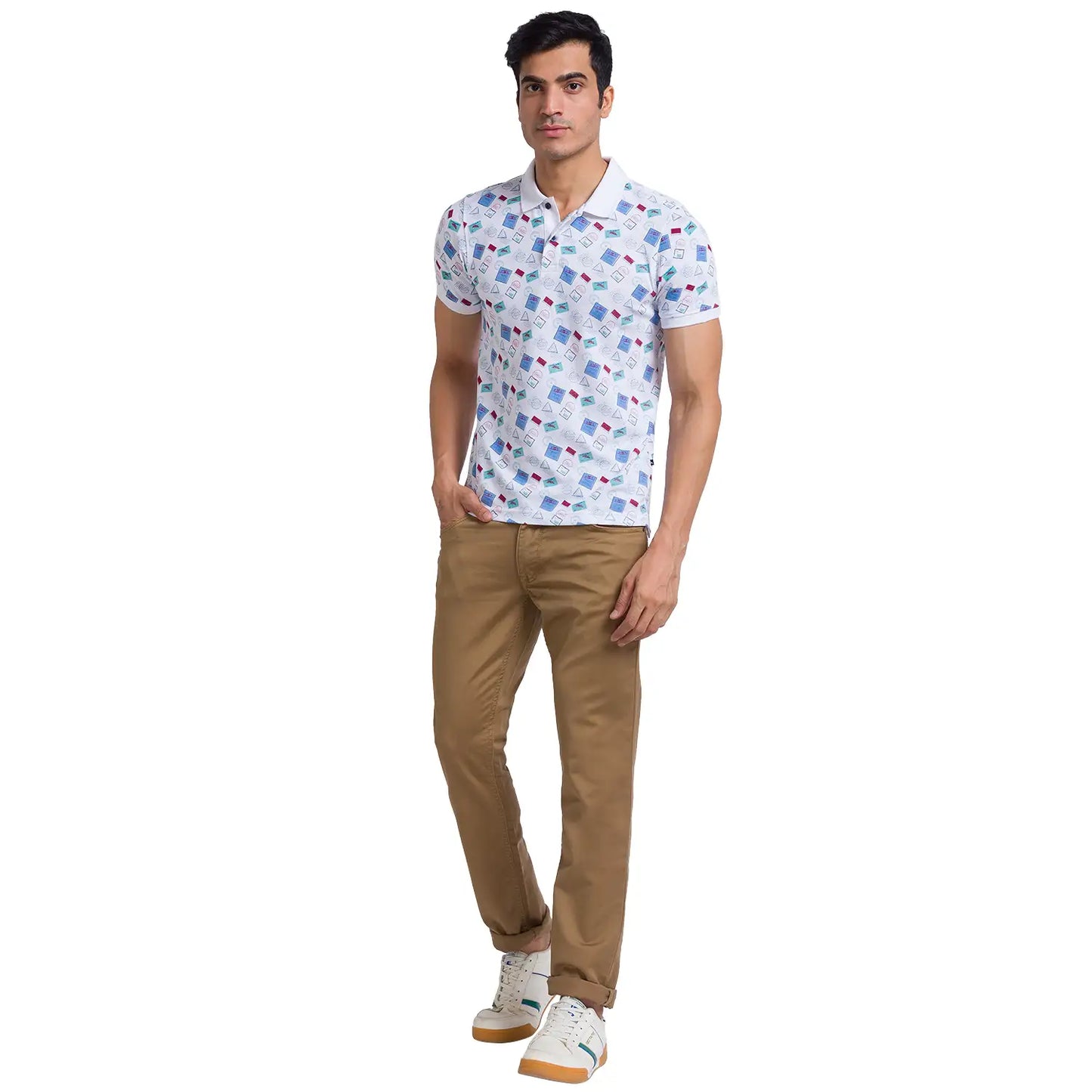 Men Regular Fit White Polo