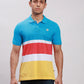 Men Blue Regular Fit Yarn Dyed Cotton Polo Neck Collar T-Shirt