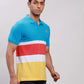 Men Blue Regular Fit Yarn Dyed Cotton Polo Neck Collar T-Shirt