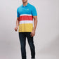 Men Blue Regular Fit Yarn Dyed Cotton Polo Neck Collar T-Shirt