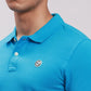 Men Blue Regular Fit Yarn Dyed Cotton Polo Neck Collar T-Shirt