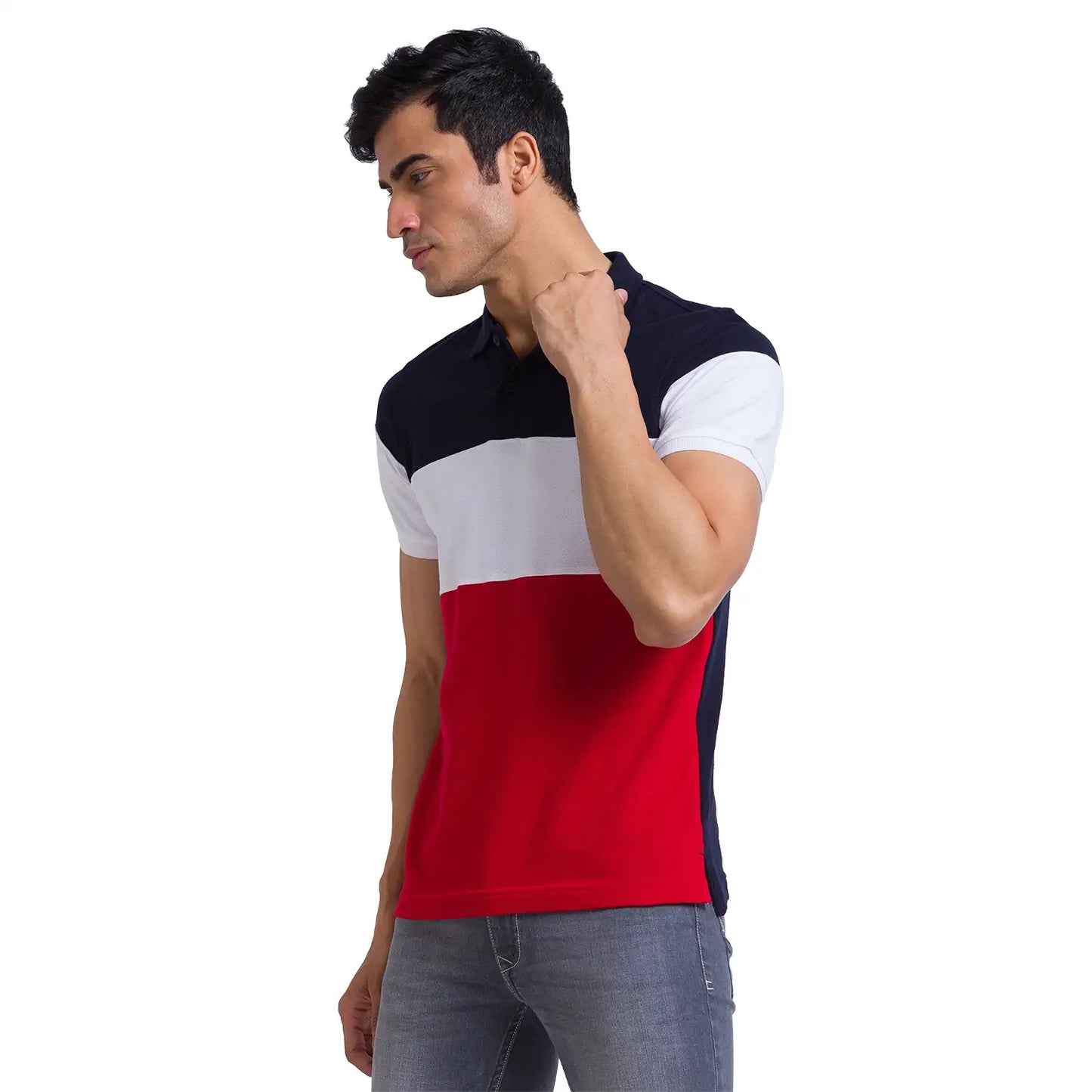 Men Regular Fit Blue Polo