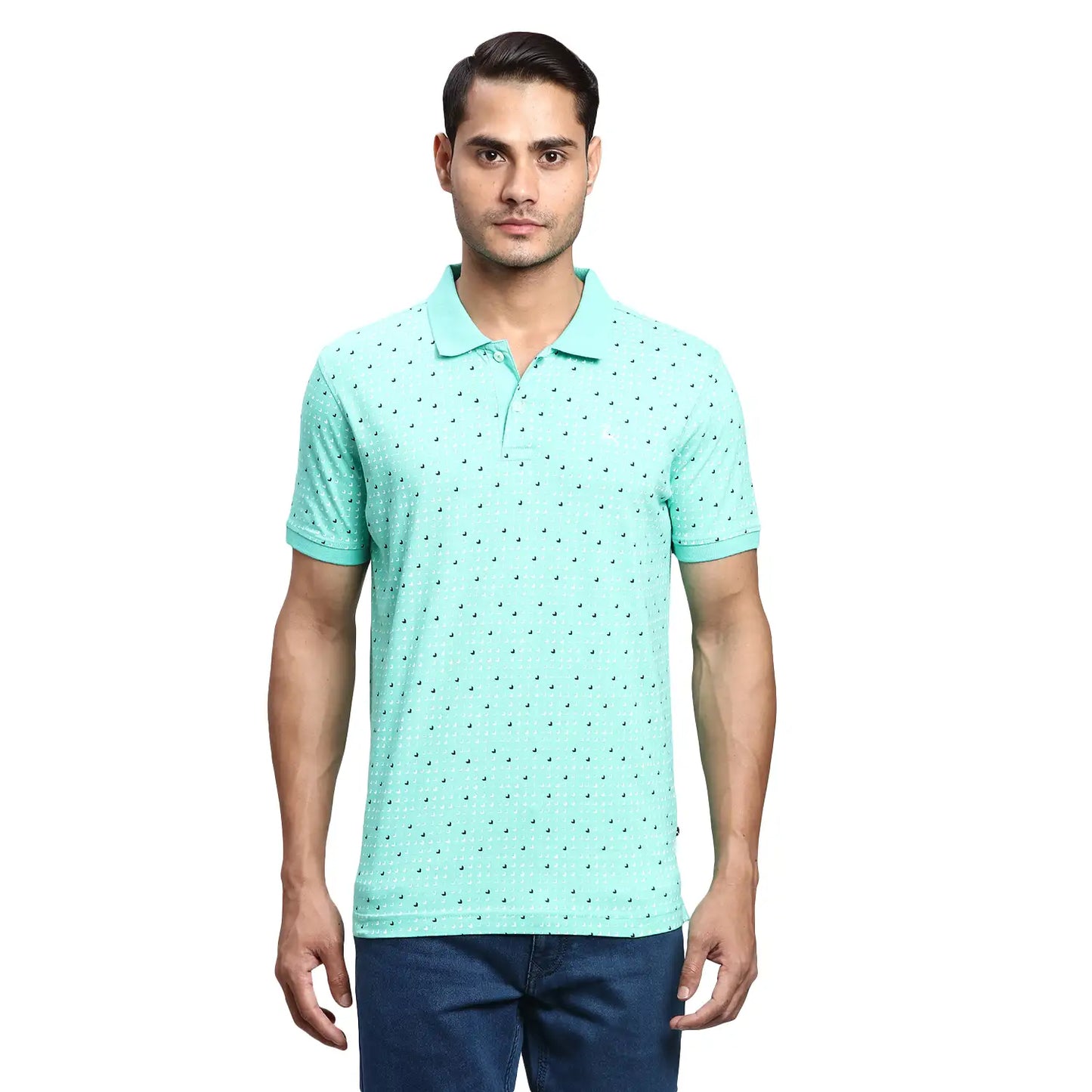 Men Regular Fit Blue Polo