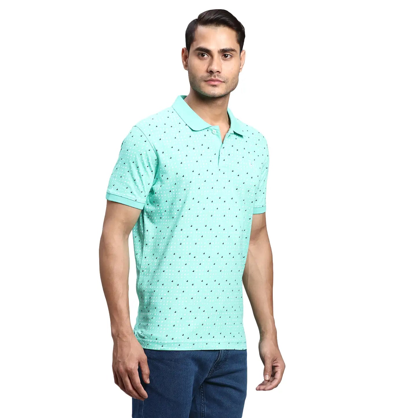 Men Regular Fit Blue Polo