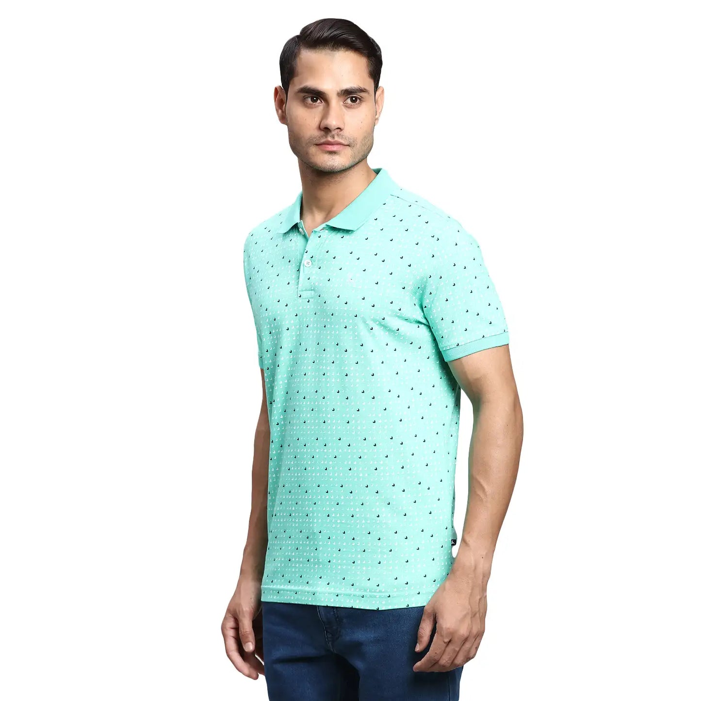 Men Regular Fit Blue Polo