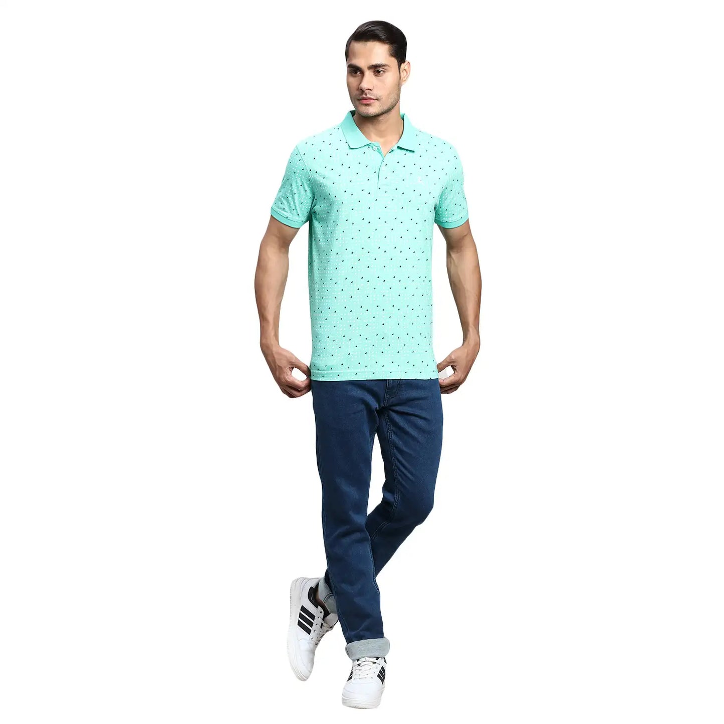 Men Regular Fit Blue Polo