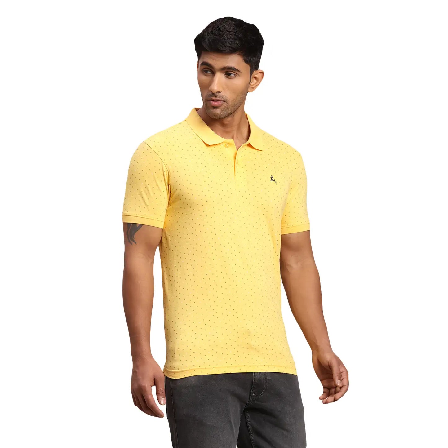 Men Regular Fit Yellow Polo