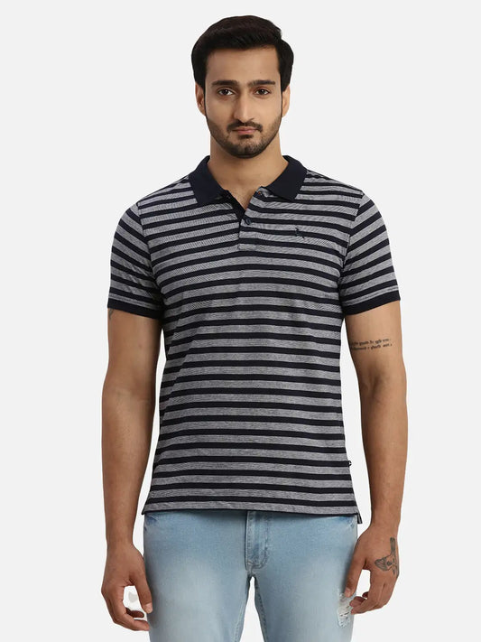 Men Regular Fit Blue T-Shirt