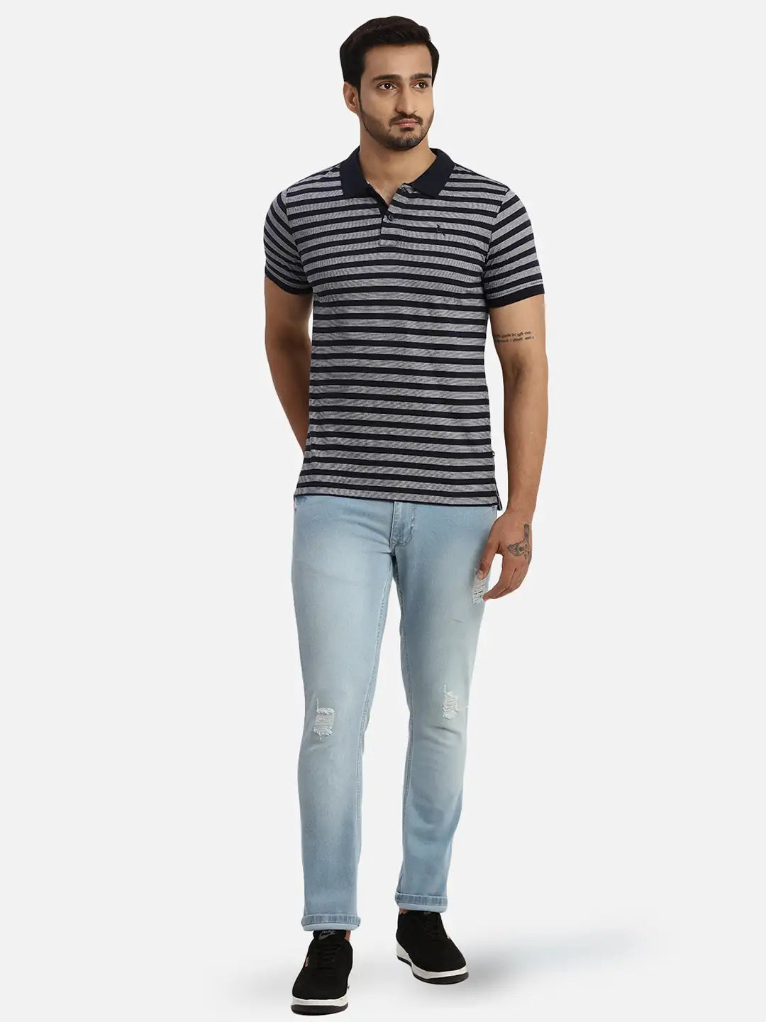 Men Regular Fit Blue T-Shirt