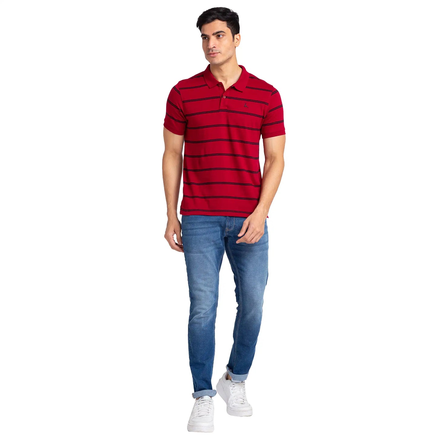 Men Regular Fit Blue Polo