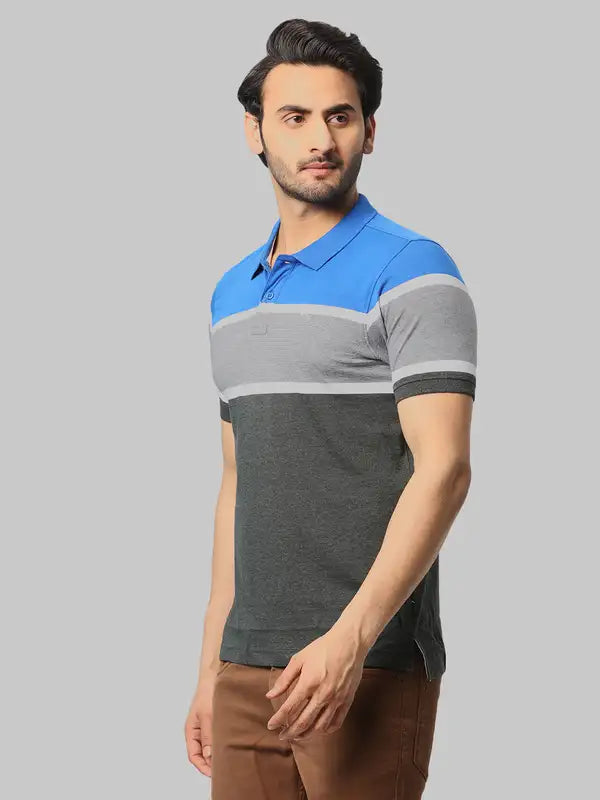 Men Regular Fit Blue T-Shirt