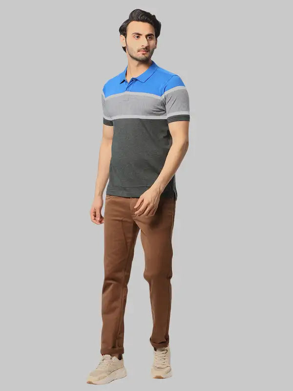 Men Regular Fit Blue T-Shirt