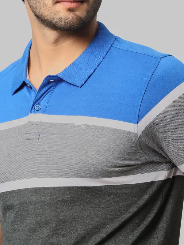 Men Regular Fit Blue T-Shirt