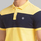 Parx Men Blue Yarn Dyed Regular Fit Cotton Polo Neck T-Shirt