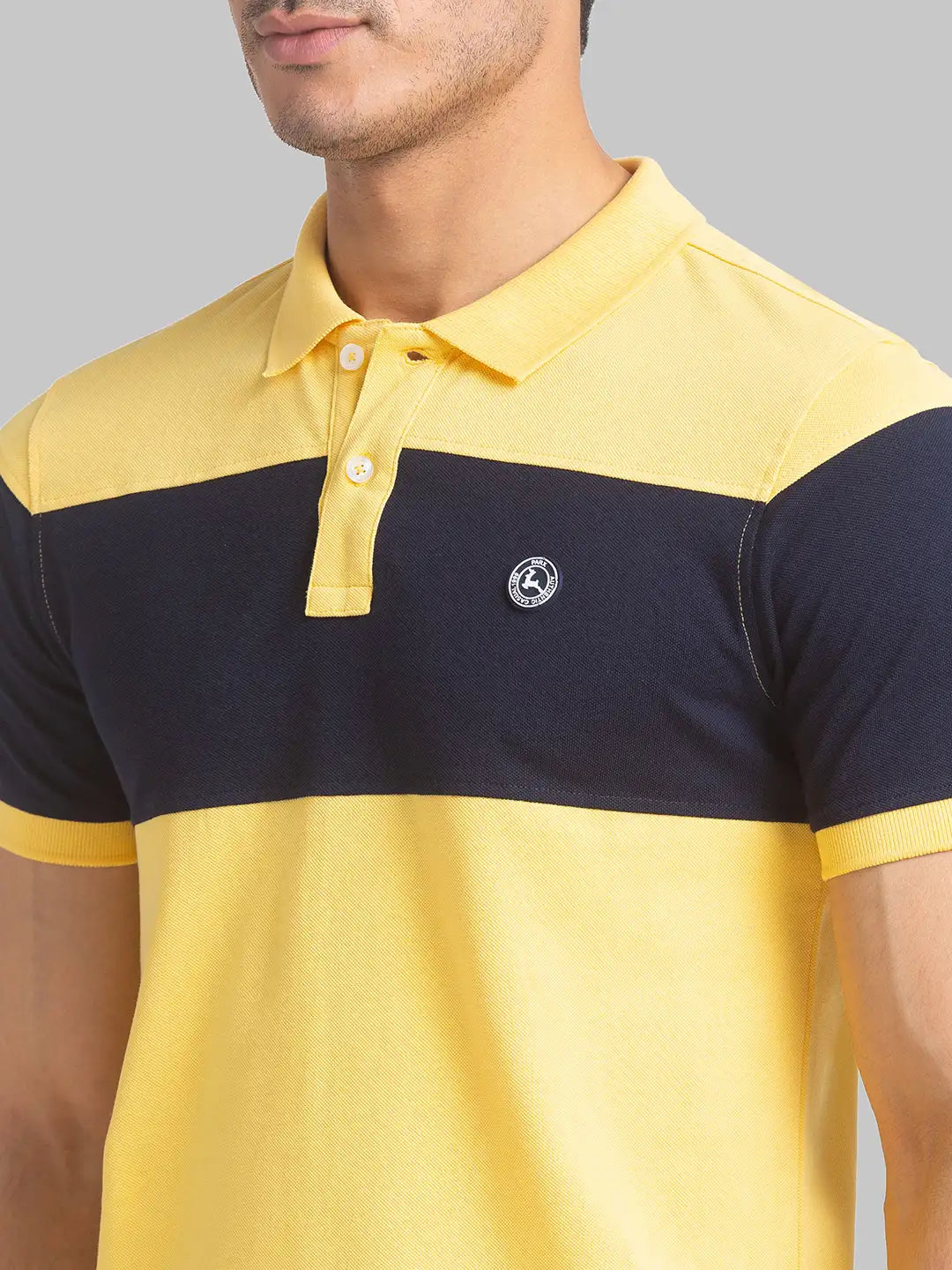 Parx Men Blue Yarn Dyed Regular Fit Cotton Polo Neck T-Shirt