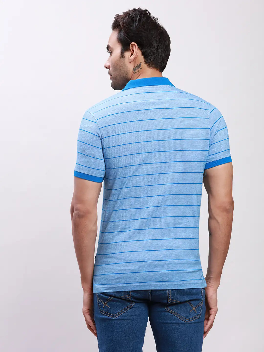Parx Men Blue Solid Regular Fit Cotton Half Sleeve T-Shirt
