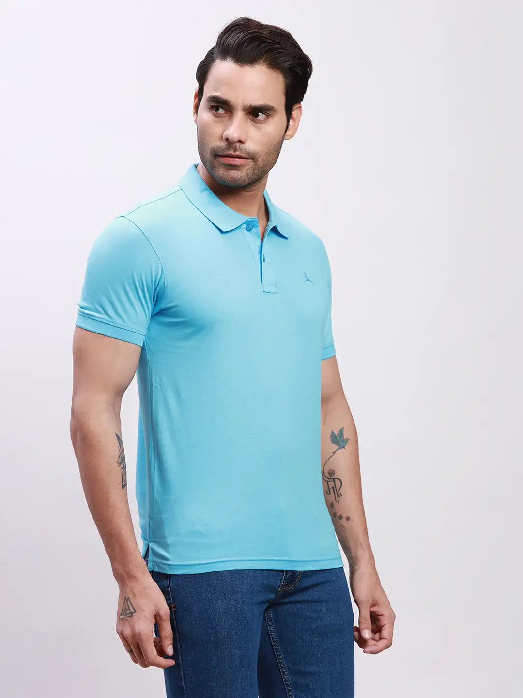 Parx Men Blue Solid Regular Fit Cotton Half Sleeve T-Shirt