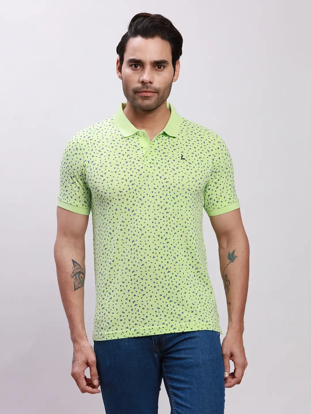 Parx Men Blue Print Regular Fit Cotton T-Shirt