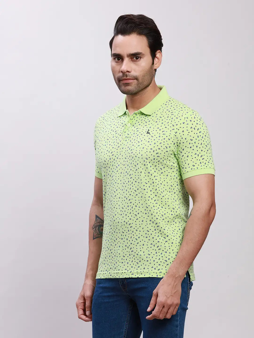 Parx Men Blue Print Regular Fit Cotton T-Shirt