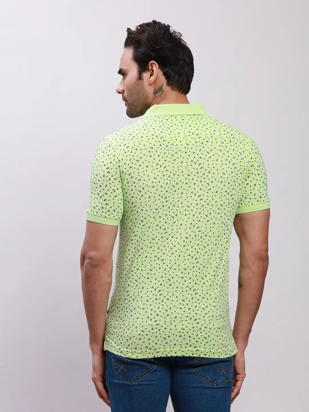 Parx Men Blue Print Regular Fit Cotton T-Shirt