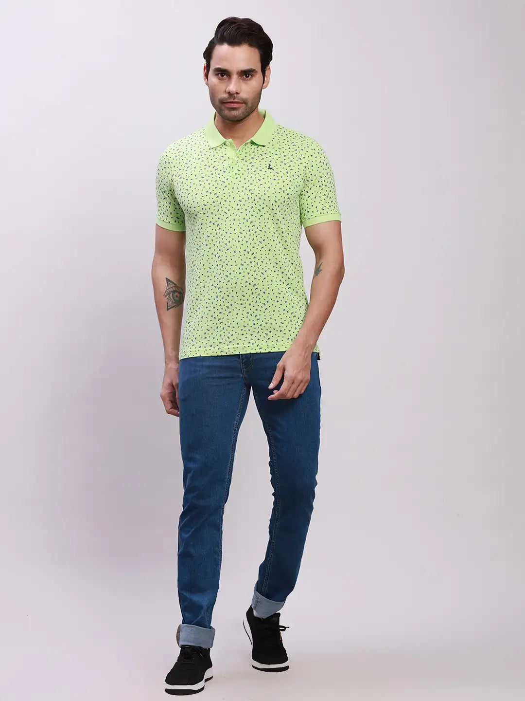 Parx Men Blue Print Regular Fit Cotton T-Shirt
