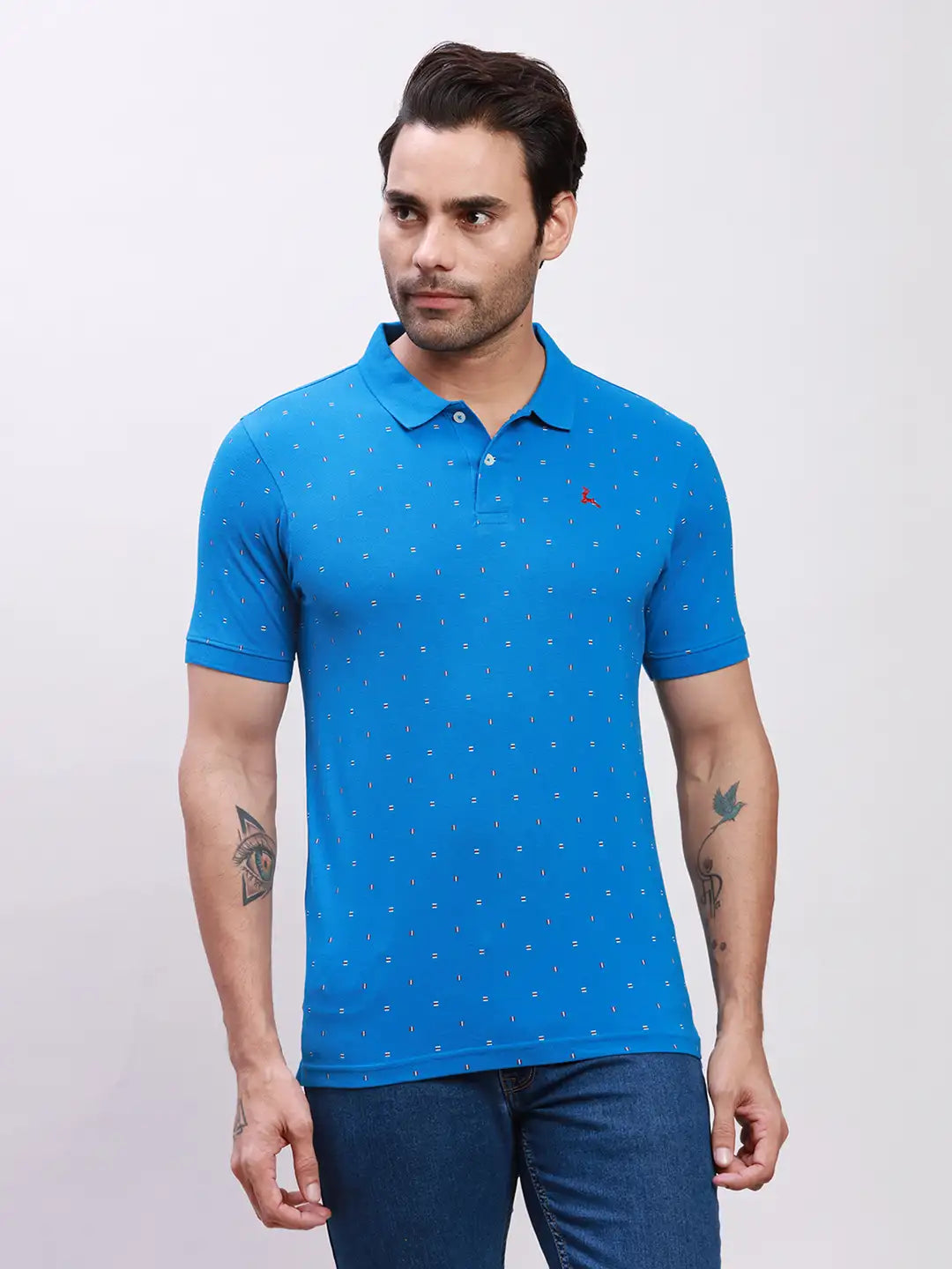 Parx Men Blue Print Regular Fit Cotton T-Shirt