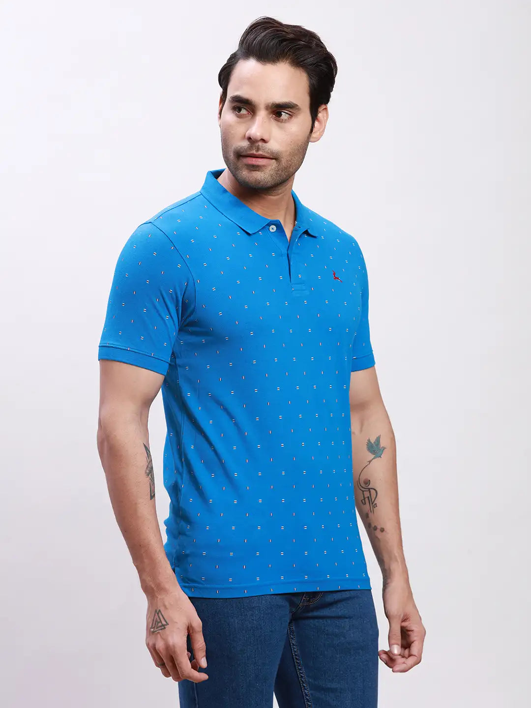 Parx Men Blue Print Regular Fit Cotton T-Shirt