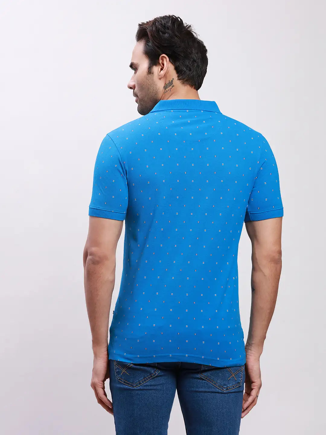 Parx Men Blue Print Regular Fit Cotton T-Shirt