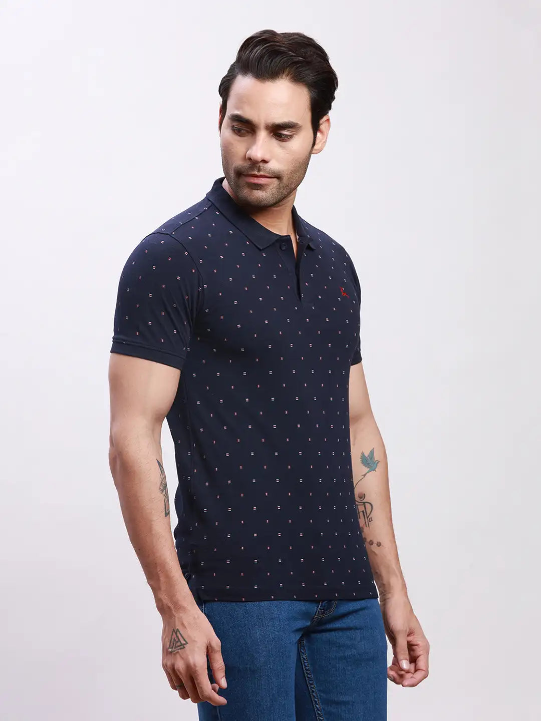 Parx Men Petrol Print Regular Fit Cotton T-Shirt