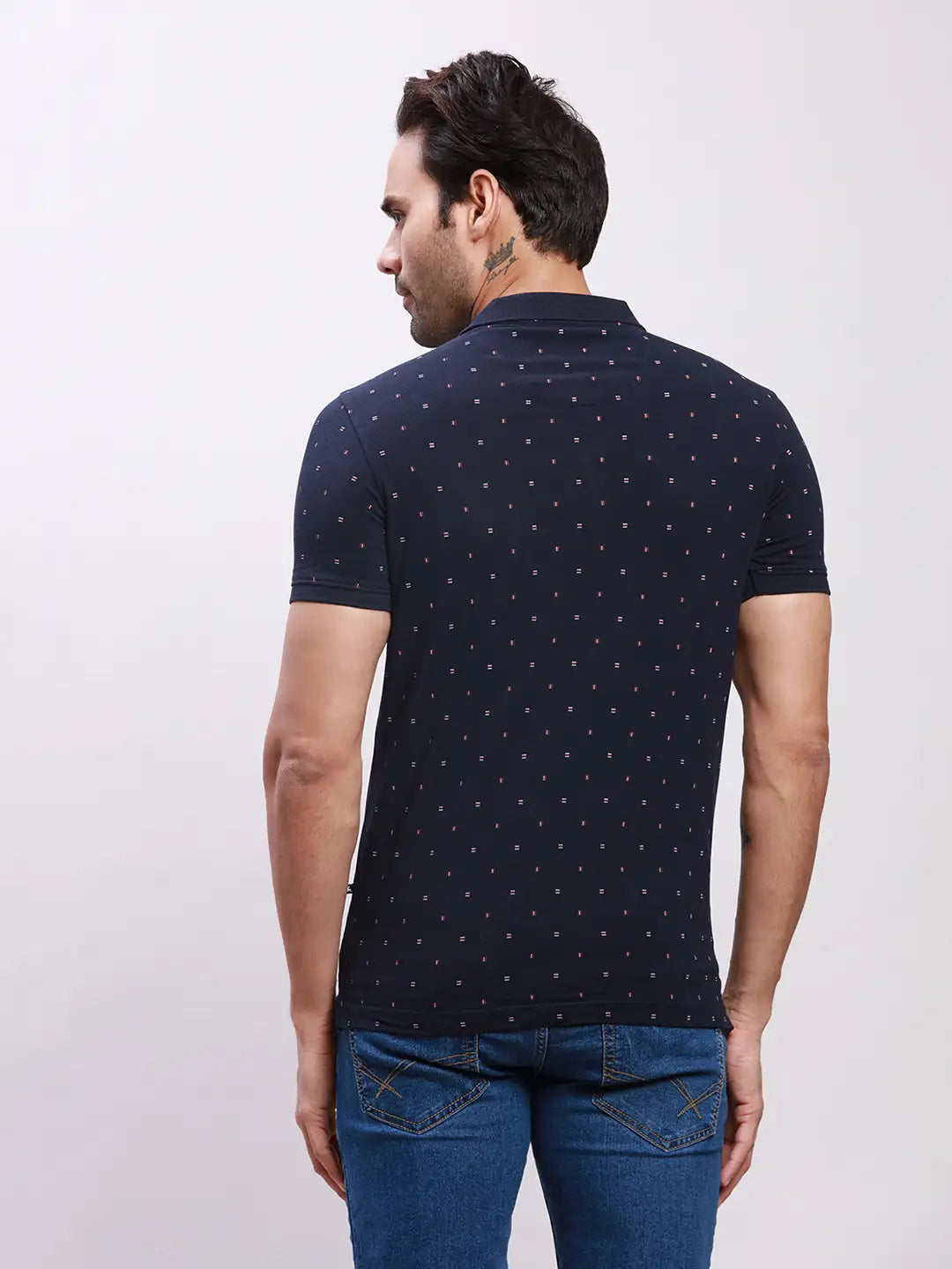 Parx Men Petrol Print Regular Fit Cotton T-Shirt