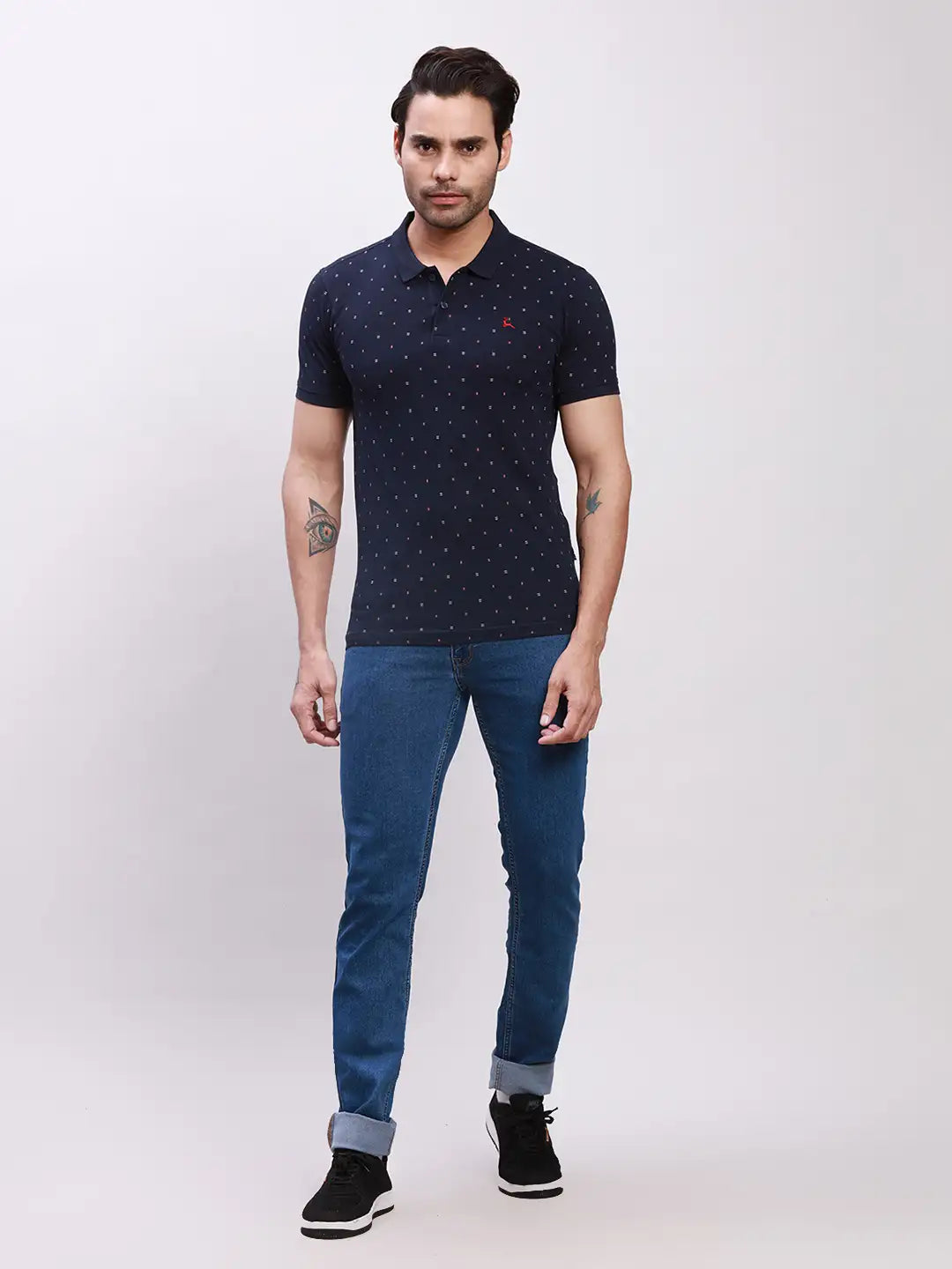 Parx Men Petrol Print Regular Fit Cotton T-Shirt