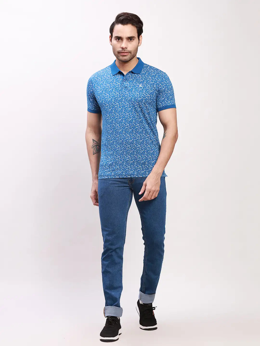 Parx Men Red Print Regular Fit Cotton T-Shirt