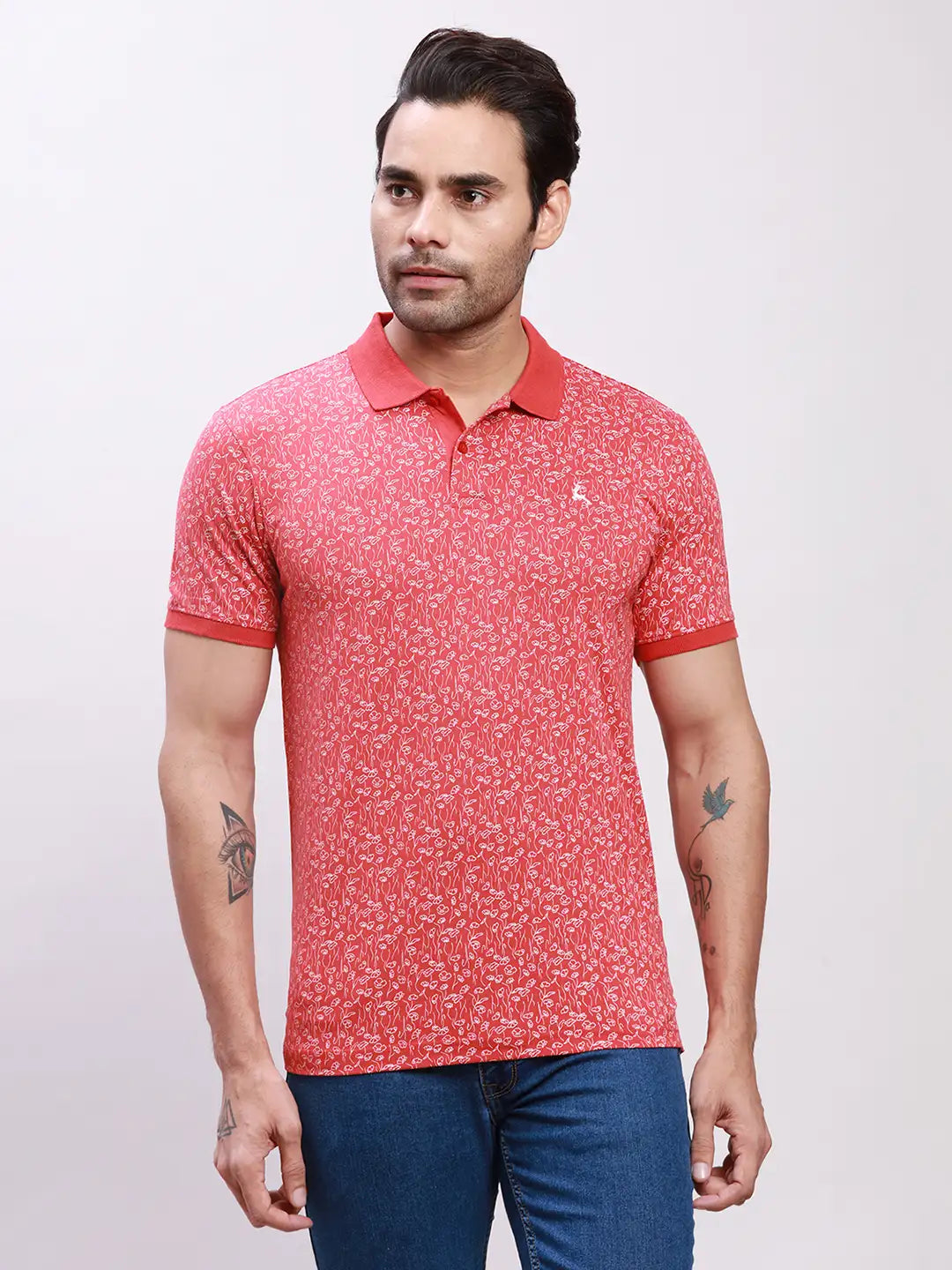 Parx Men Yellow Print Regular Fit Cotton T-Shirt