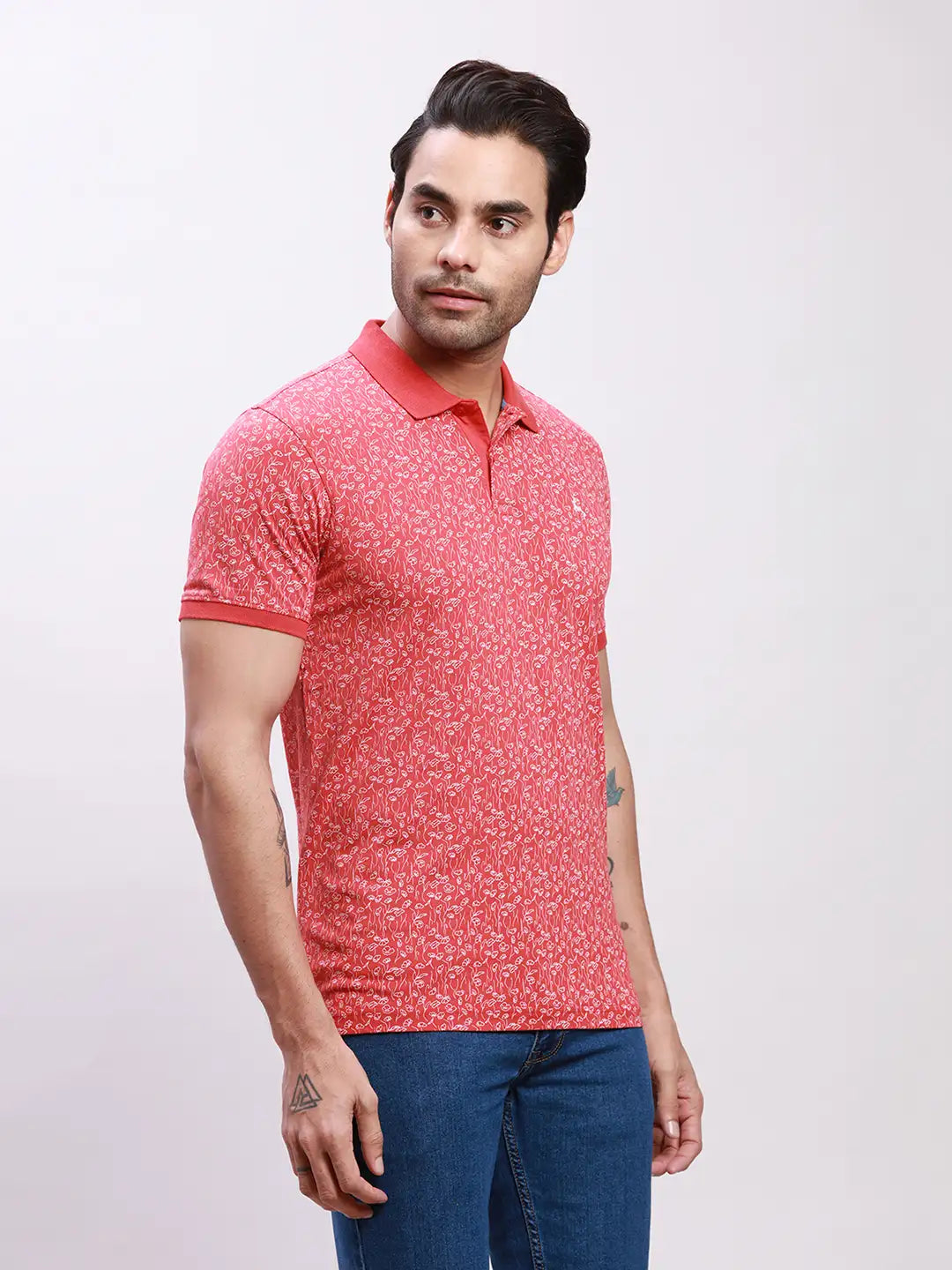 Parx Men Yellow Print Regular Fit Cotton T-Shirt
