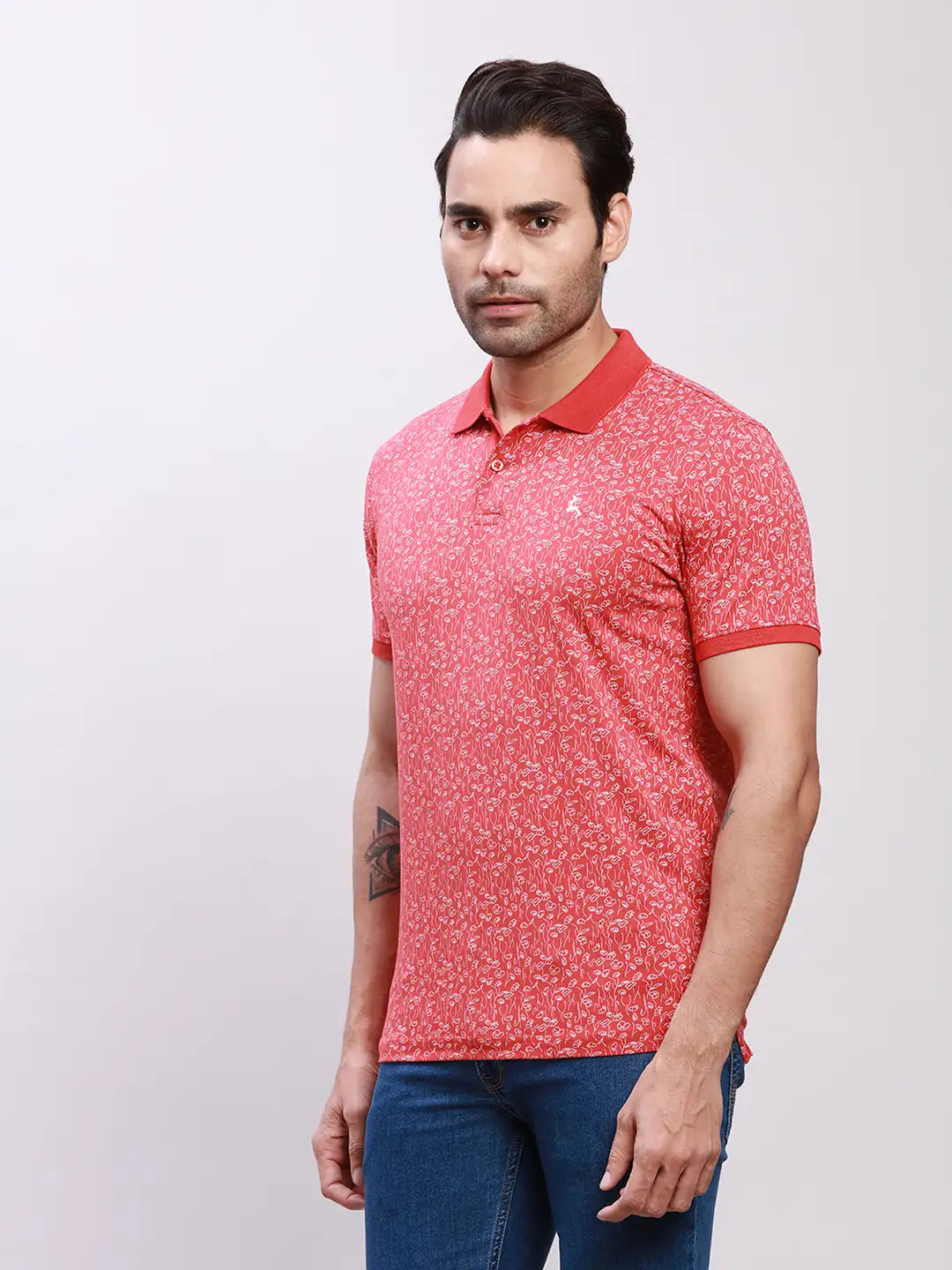 Parx Men Yellow Print Regular Fit Cotton T-Shirt