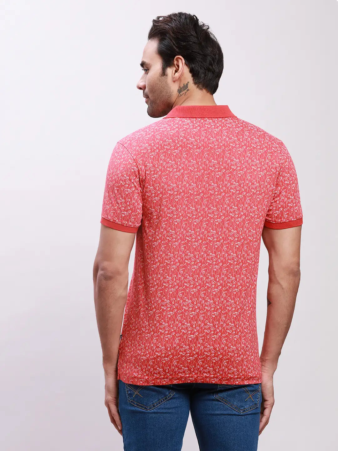 Parx Men Yellow Print Regular Fit Cotton T-Shirt