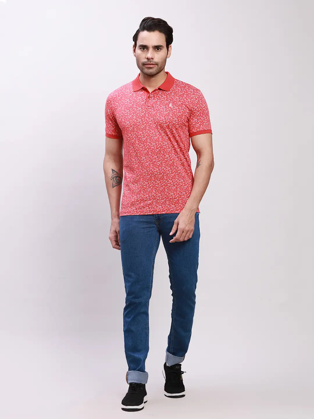 Parx Men Yellow Print Regular Fit Cotton T-Shirt