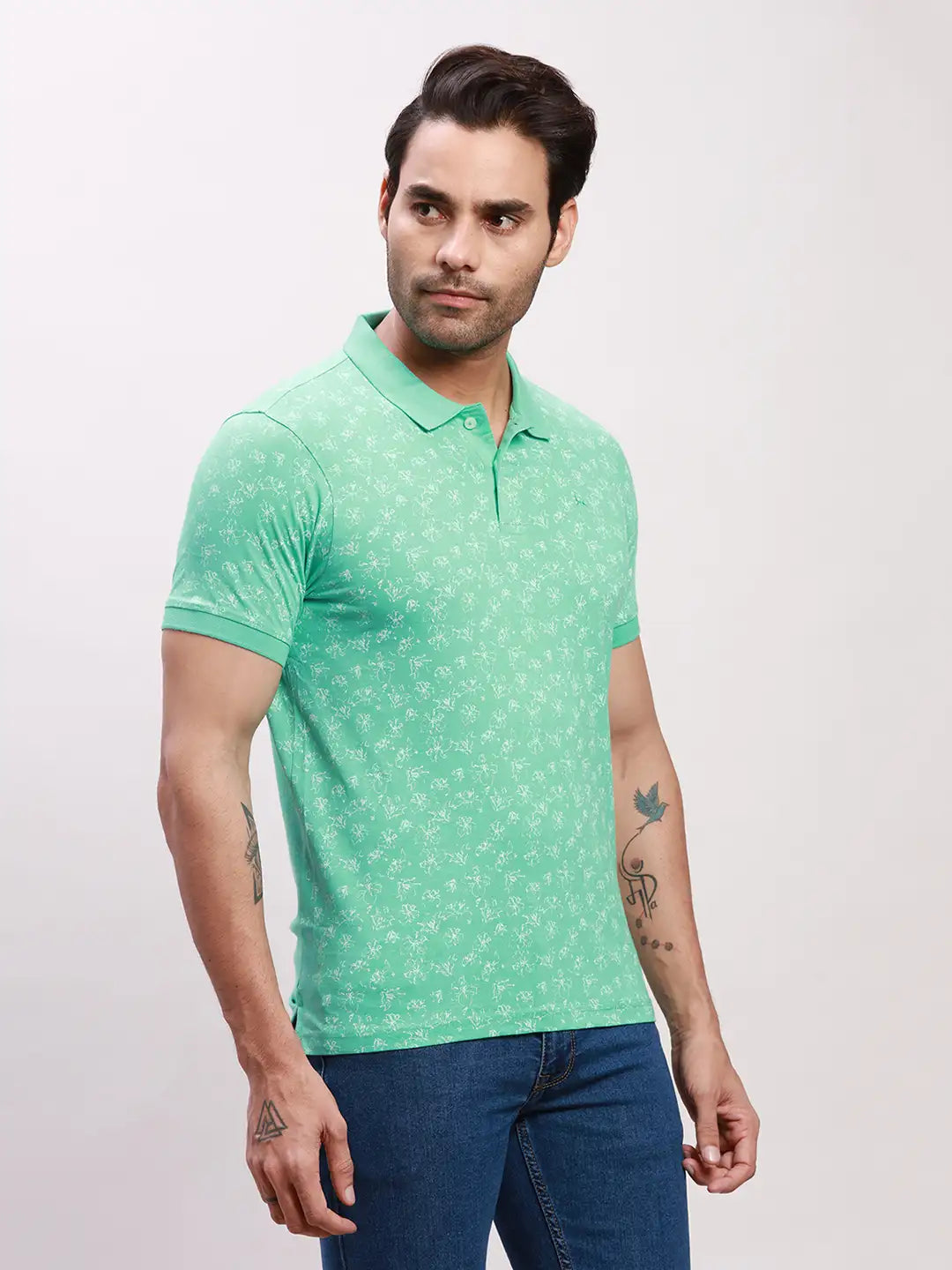 Parx Men Blue Print Regular Fit Cotton T-Shirt