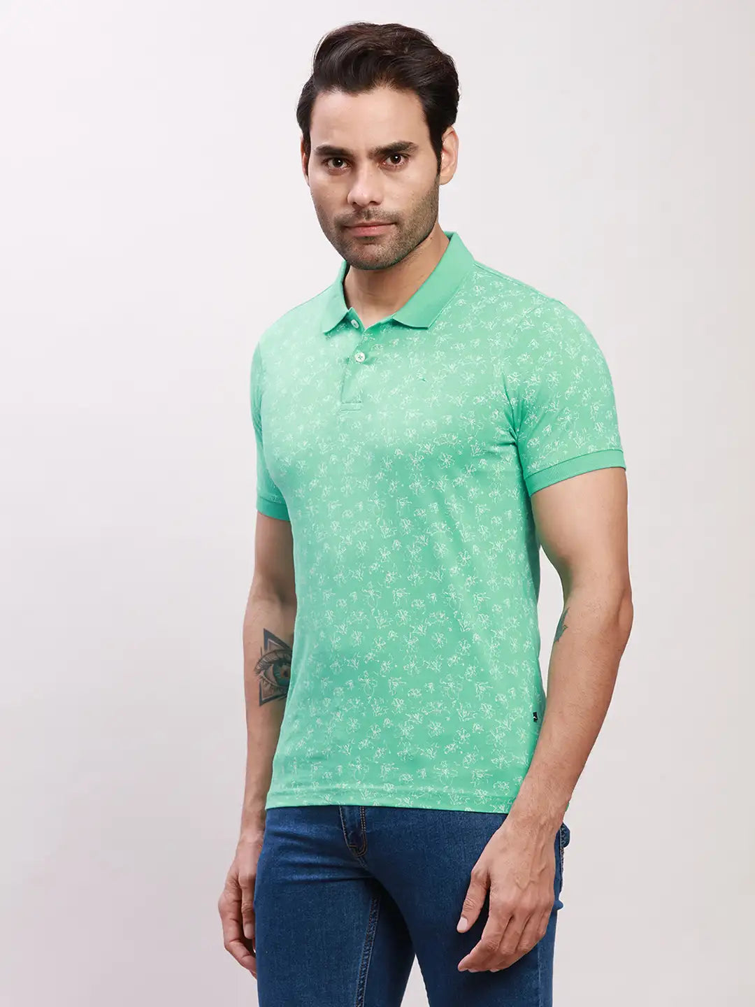 Parx Men Blue Print Regular Fit Cotton T-Shirt