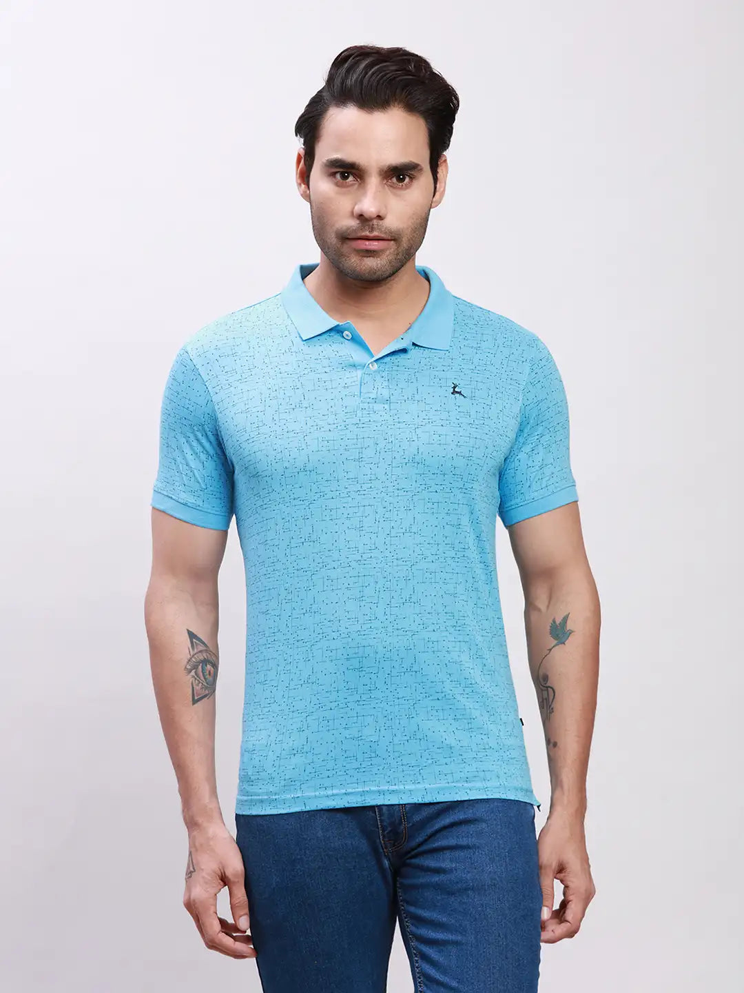 Parx Men Blue Print Regular Fit Cotton T-Shirt